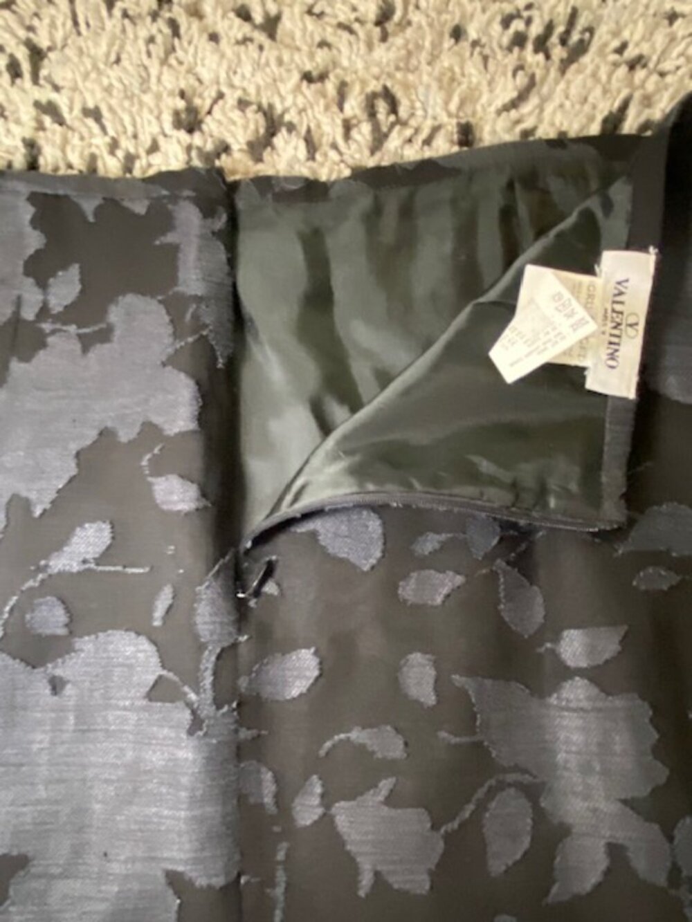 VTG Valentino Miss V Silk/ Linen Pencil Skirt Floral Jaquard overlay Black 10 - Picture 6 of 16